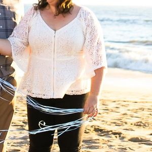 Bell Sleeve Lace Peplum Top, Size 16W